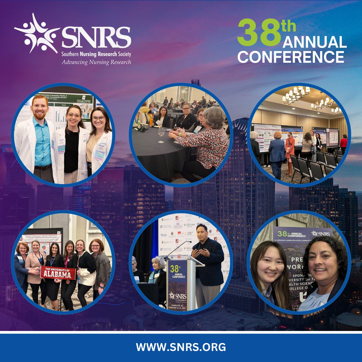 🎉The SNRS 38th Annual Conference attendees are enjoying their time in Charlotte networking and learning from fellow nursing researchers. #SNRS38