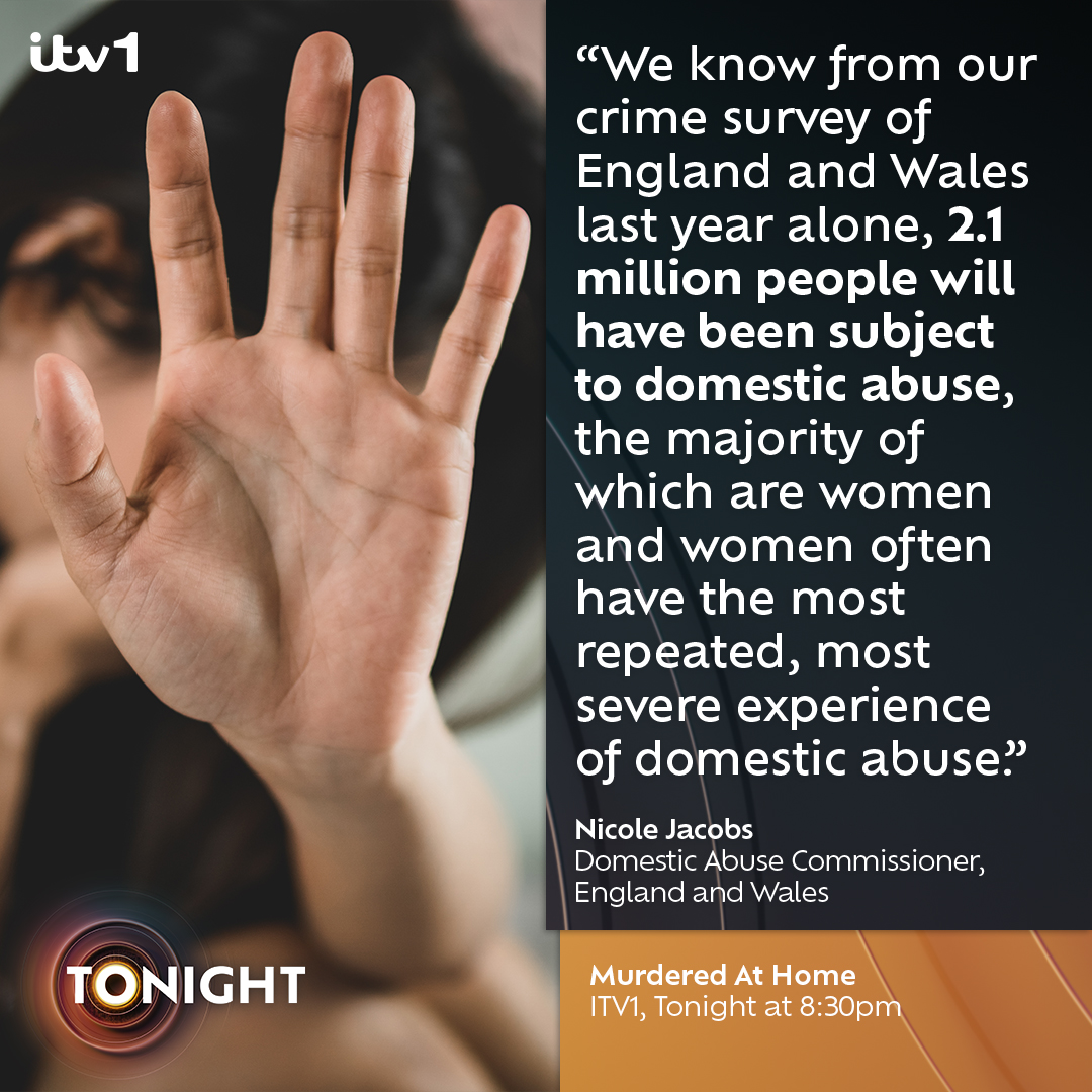 ITVTonight's tweet photo. Statistics show women are far more likely to suffer extreme violence by men in their own homes.

Julie Etchingham looks at how the government are tackling violence against women, ahead of the end of a public consultation on domestic homicide sentencing in March 2024. #ITVTonight https://t.co/uFw2mQTJDw