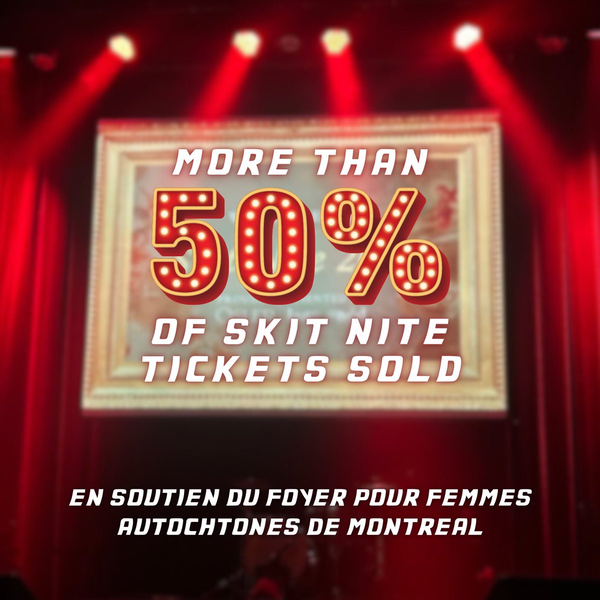 Great news!! 📰 Les billets pour Skit Nite sont vendus à plus de 50 % 🎫 All ticket sales &amp; donations go directly to supporting the Native Women's Shelter of Montreal. Achetez vos billets ici : tickettailor.com/events/mcgillf…