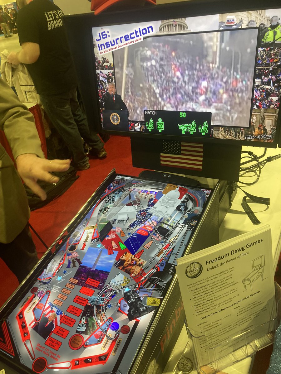 Bencjacobs's tweet photo. There is a January 6 pinball game in the CPAC exhibition hall https://t.co/7BGBRlYWBS