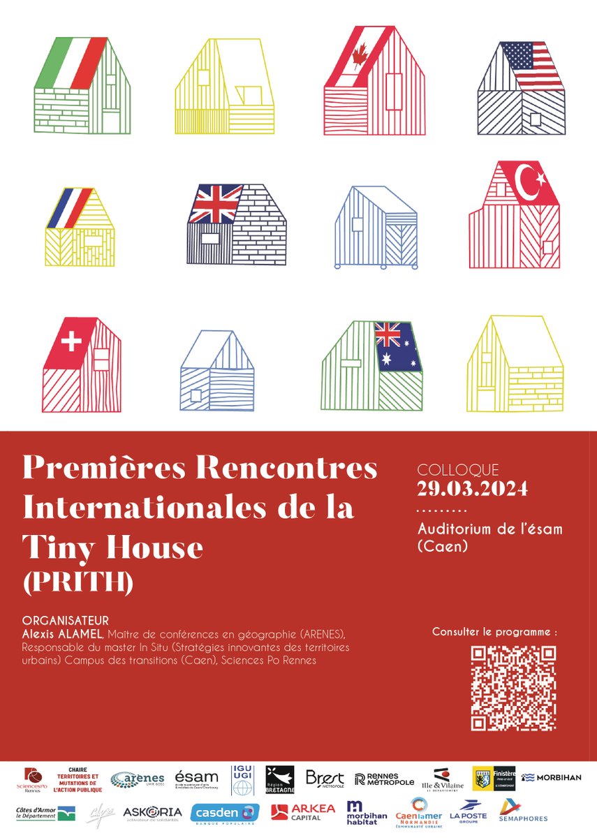 Le monde de la #tinyhouse se réunit à #Caen le vendredi 29 mars pour le premier colloque scientifique international sur ce type d'habitat. Avec @Leonardodich @CrisisCultures @timwhite100 @Isareylef @DrHLShearer @matoprak Programme & inscriptions : sciencespo-rennes.fr/sites/default/