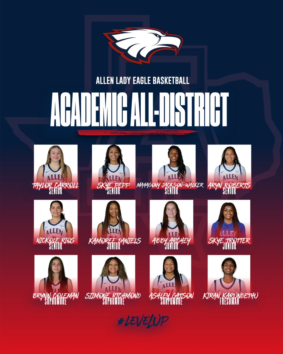 5-6A Academic All-District. Proud of these young ladies who excel on the court and in the classroom! #LevelUP