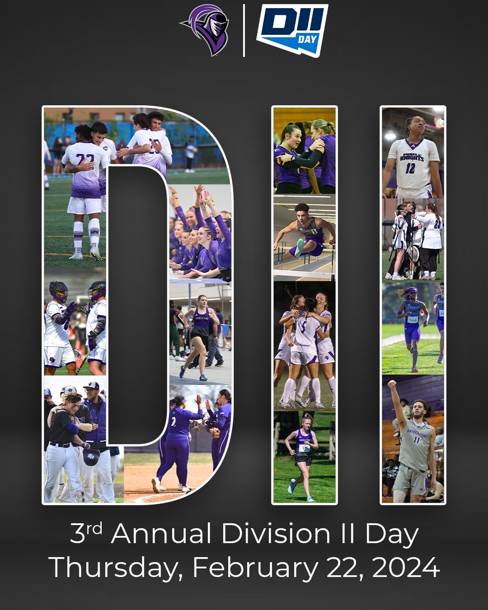 𝗛𝗮𝗽𝗽𝘆 𝗡𝗮𝘁𝗶𝗼𝗻𝗮𝗹 𝗗𝗜𝗜 𝗗𝗮𝘆! 
Today we celebrate the Student-Athletes, Coaches and Staff that make <a href="/NCAADII/">NCAA Division II</a> so special!

A massive thanks to our Purple Knights here at Bridgeport that showcase the best DII has to offer!! 💜

#D2Day #weareub