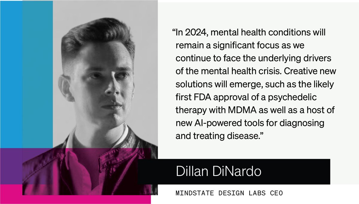 Initialized Capital (@initialized) on Twitter photo <a href="/DillanDiNardo/">Dillan DiNardo</a>, <a href="/MindstateDesign/">Mindstate Design Labs</a>’s CEO, believes mental health will remain a top concern in 2024, with the intersection of AI and neuroscience potentially leading to groundbreaking advancements in understanding and addressing mental health challenges.
Read more 2024 predictions <a href="/DillanDiNardo/">Dillan DiNardo</a>, <a href="/MindstateDesign/">Mindstate Design Labs</a>’s CEO, believes mental health will remain a top concern in 2024, with the intersection of AI and neuroscience potentially leading to groundbreaking advancements in understanding and addressing mental health challenges.
Read more 2024 predictions