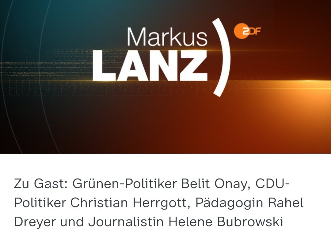 Markus__Lanz's tweet image. 📺Einschaltempfehlung: Markus #lanz um 23:15 Uhr im @zdf

Mit diesen Gästen heute:

@HeleneBubrowski , @RahelDreyer , @c_herrgott und @BelitOnay