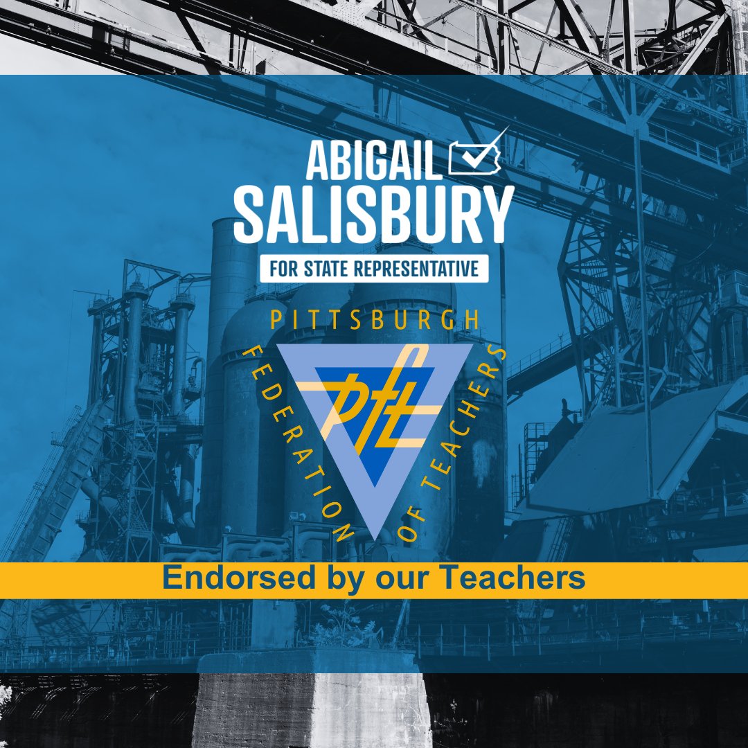 SalisburyforPA's tweet photo. We are thrilled to announce that our campaign has been endorsed by the Pittsburgh Federation of Teachers!

Teachers are the cornerstone of the education system. To have their support and backing is a testament to our ongoing mission to improve school infrastructure. https://t.co/f71AEcqR0N
