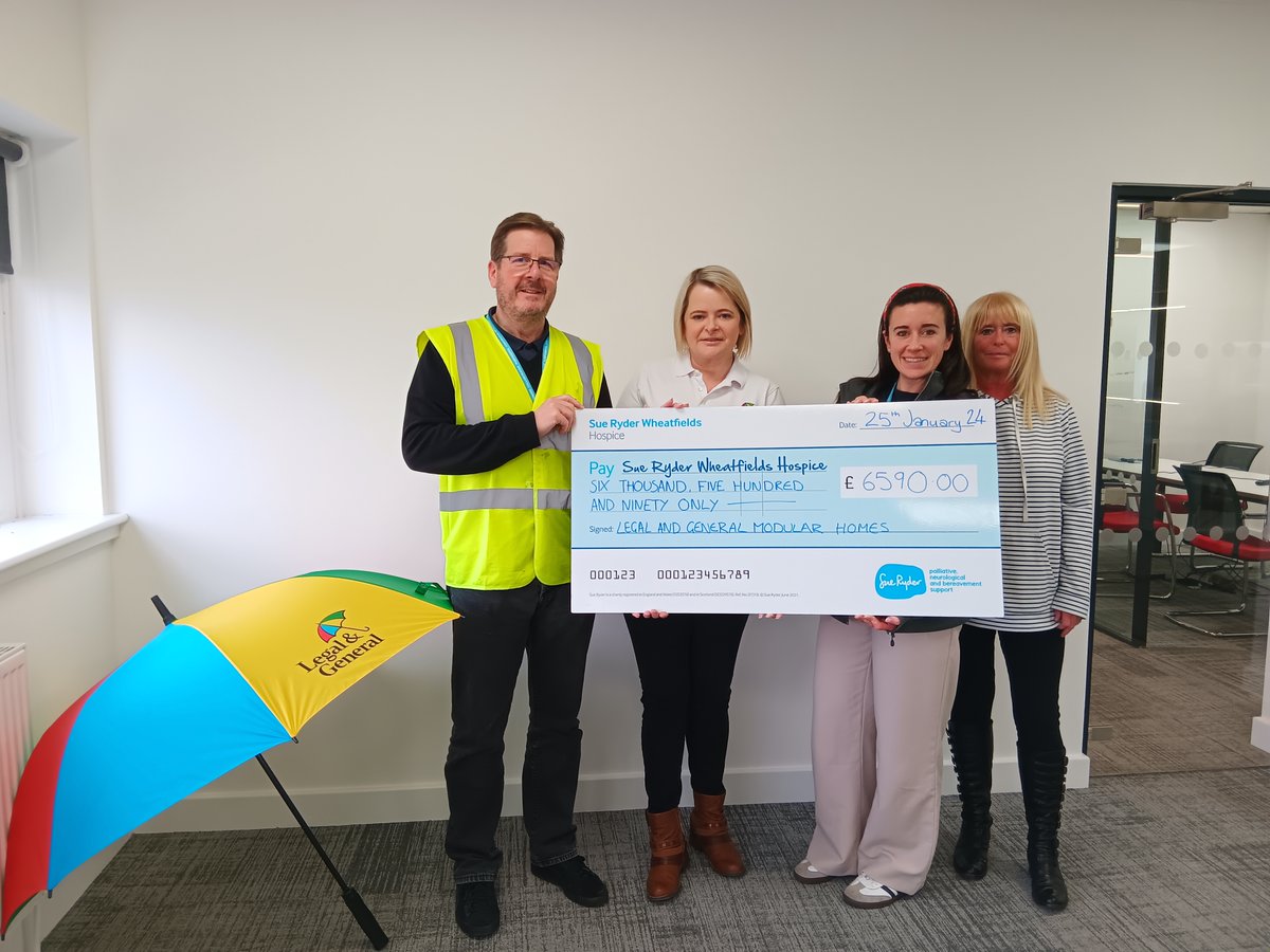 We want to say a big thank you to @landg_homes who kindly donated a total of £6590. They raised half, which @landg_group then matched. The team chose Sue Ryder after we cared for a close relative of one of our operational team.