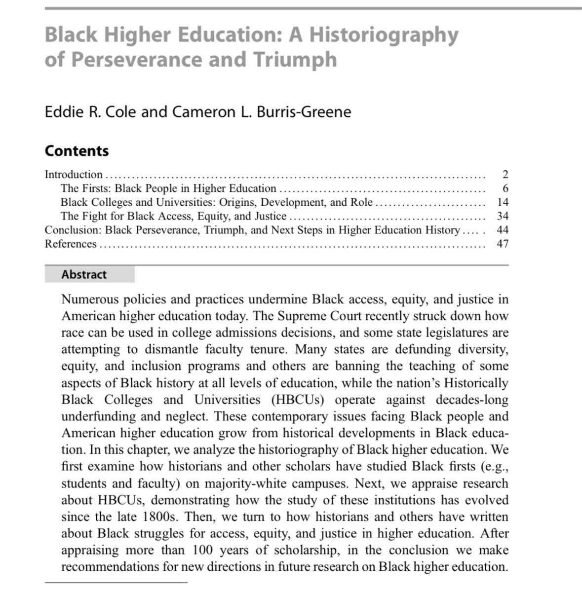 NEW PUB—Black Higher Education: A Historiography of Perseverance and Triumph

Link to read/download: tinyurl.com/BlackHigherEdH…

Link to full volume: link.springer.com/referenceworke…

#History #BlackHistoryMonth