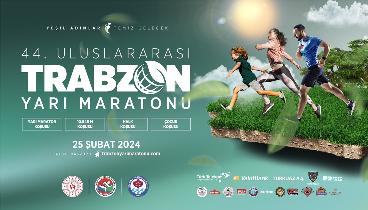 4️⃣4️⃣. Uluslararası Trabzon Yarı Maratonu başlıyor.🏃🏻‍♂️🏃🏼‍♀️ 📍Trabzon 🗓25 Şubat 2024 - Pazar 💻 trabzonyarimaratonu.com