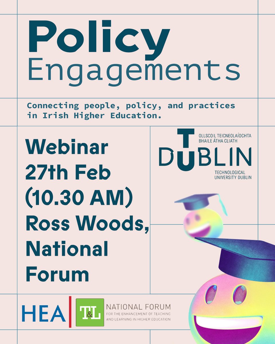 TU Dublin Learning, Teaching & Assessment (@tudublin_lta) on Twitter photo Next week, we welcome <a href="/RoscoWoody/">Ross Woods</a> of <a href="/hea_irl/">HEA</a> <a href="/ForumTL/">National Forum T&L</a> to our <a href="/WeAreTUDublin/">TU Dublin / OT Baile Átha Cliath</a> HE Policy webinar series for a discussion of the Forum's work leading and advising, and shaping policy and practice on T & L in Irish HE. External guests can register here: forms.office.com/e/mGZr66Jrif Next week, we welcome <a href="/RoscoWoody/">Ross Woods</a> of <a href="/hea_irl/">HEA</a> <a href="/ForumTL/">National Forum T&L</a> to our <a href="/WeAreTUDublin/">TU Dublin / OT Baile Átha Cliath</a> HE Policy webinar series for a discussion of the Forum's work leading and advising, and shaping policy and practice on T & L in Irish HE. External guests can register here: forms.office.com/e/mGZr66Jrif