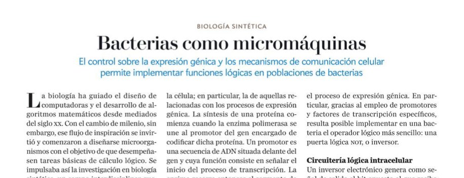 ¡Genial! Todo el archivo en abierto. Cuando me llamaron en 2012 para escribir sobre biología sintética me hizo mucha ilusión.