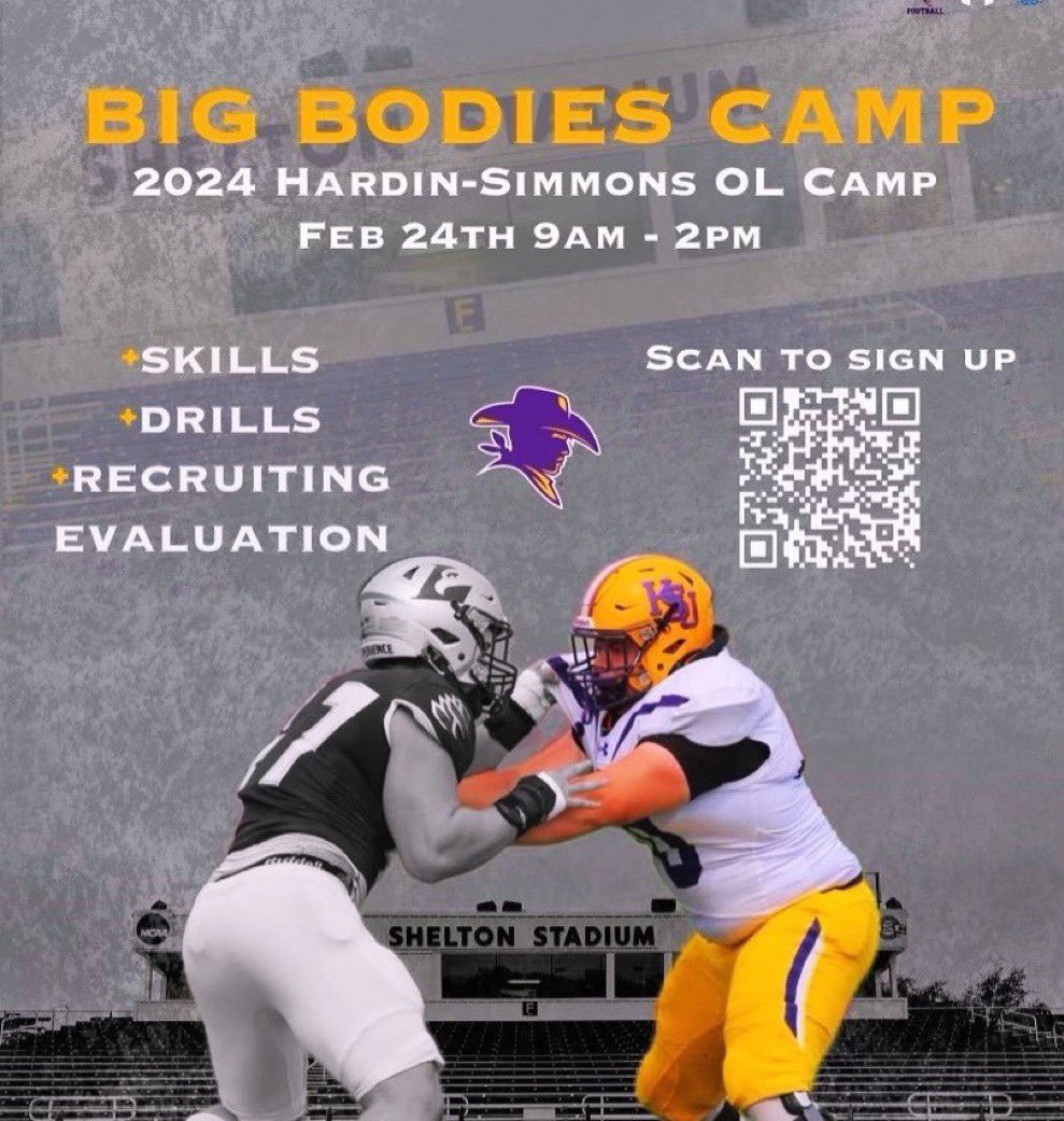 Sam Pearson (@sampearson7495) on Twitter photo I will be attending Hardin Simmons Big bodies camp February 24th!
<a href="/BigBodyBusines1/">Big Body Business</a> <a href="/BurlesonHSU/">Burleson</a>
<a href="/CoachDL_Niles/">Thomas Niles</a> <a href="/Whitehead_HSU/">Jeff Whitehead</a> I will be attending Hardin Simmons Big bodies camp February 24th!
<a href="/BigBodyBusines1/">Big Body Business</a> <a href="/BurlesonHSU/">Burleson</a>
<a href="/CoachDL_Niles/">Thomas Niles</a> <a href="/Whitehead_HSU/">Jeff Whitehead</a>