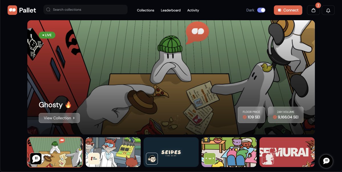 Ghosty Updates :

- Integrated on <a href="/Pallet_Exchange/">Pallet Exchange | The Sei Marketplace</a> 🔥
- Airdrop for holders by <a href="/jointheparti/">PARTI</a> &amp; more to come.
- Ghosty Wallet? Coming soon...⏳

The journey begins! 👻