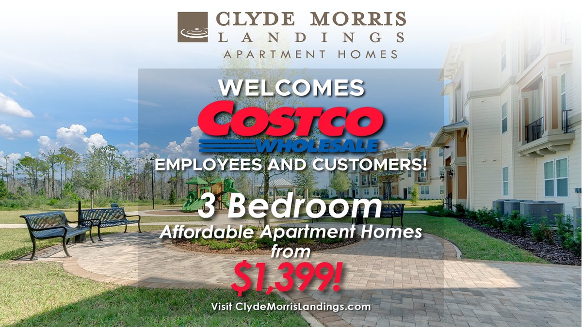 ConcordRENTS's tweet photo. Welcome Costco Daytona Beach employees and customers! Our beautiful Clyde Morris Landings Affordable Apartment Community is located less than 3 miles away! 3 bedroom apartment homes from $1399. Visit us online at https://t.co/NpR8KxrWoN to schedule a tour! #Costco #DaytonaBeach https://t.co/8JTGGhAxaR