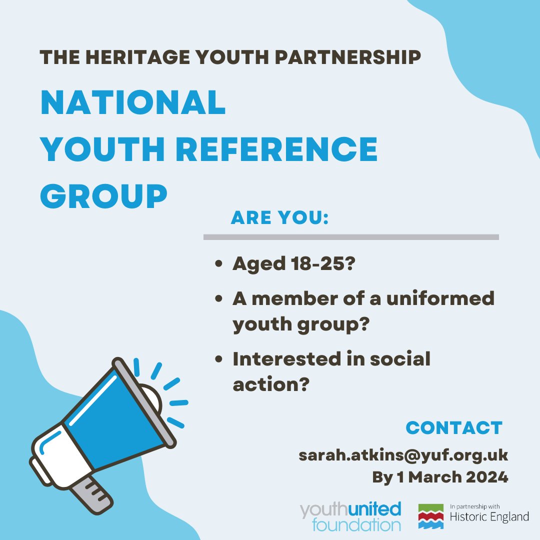 Working with young people is a key feature of the Heritage Youth Partnership. We are convening a Youth Reference Group, inviting young people from a range of uniformed groups and heritage organisations to provide oversight, guidance & input on project plans & resources.