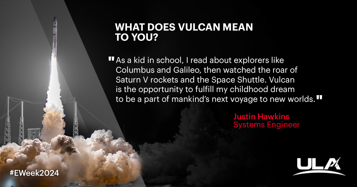 We celebrate the #engineers that made #VulcanRocket fly.

#EWeek2024 #WelcometotheFuture