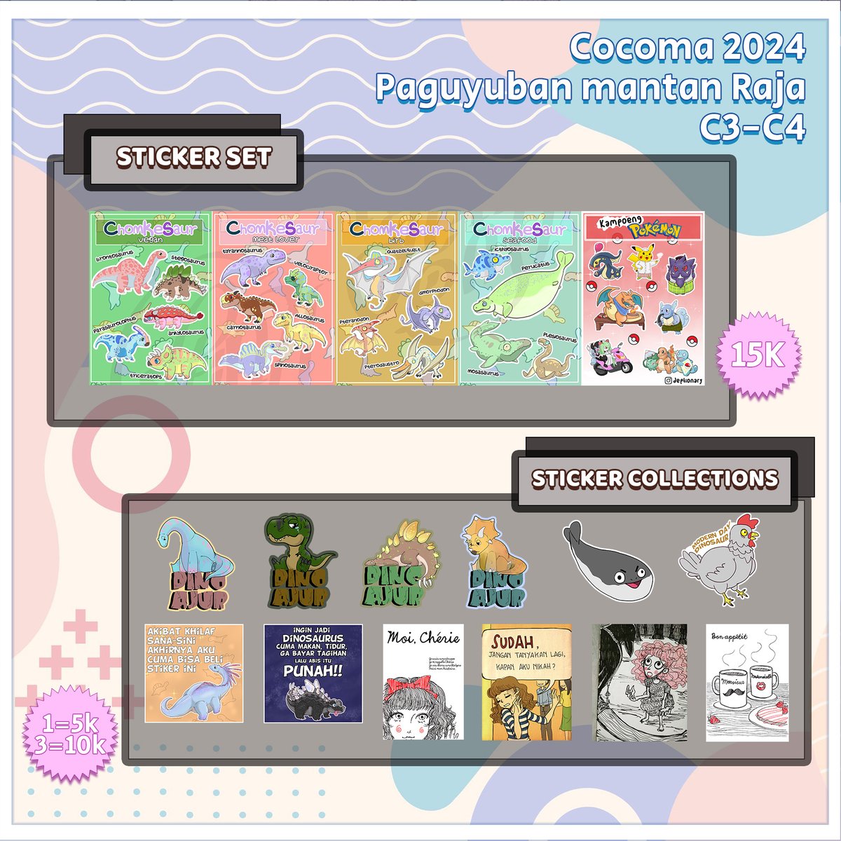 Pokatelier's tweet image. ✨Hello here is our COCOMA 2024 catalogue✨

📅February 25th, Mall Ciputra
👑Booth C3-C4

Will sell FFXIV &amp;amp; Original stuff in Cocoma this Sunday!
share and RT are really appreciated!
See you soon~★
#COCOMADAY2024