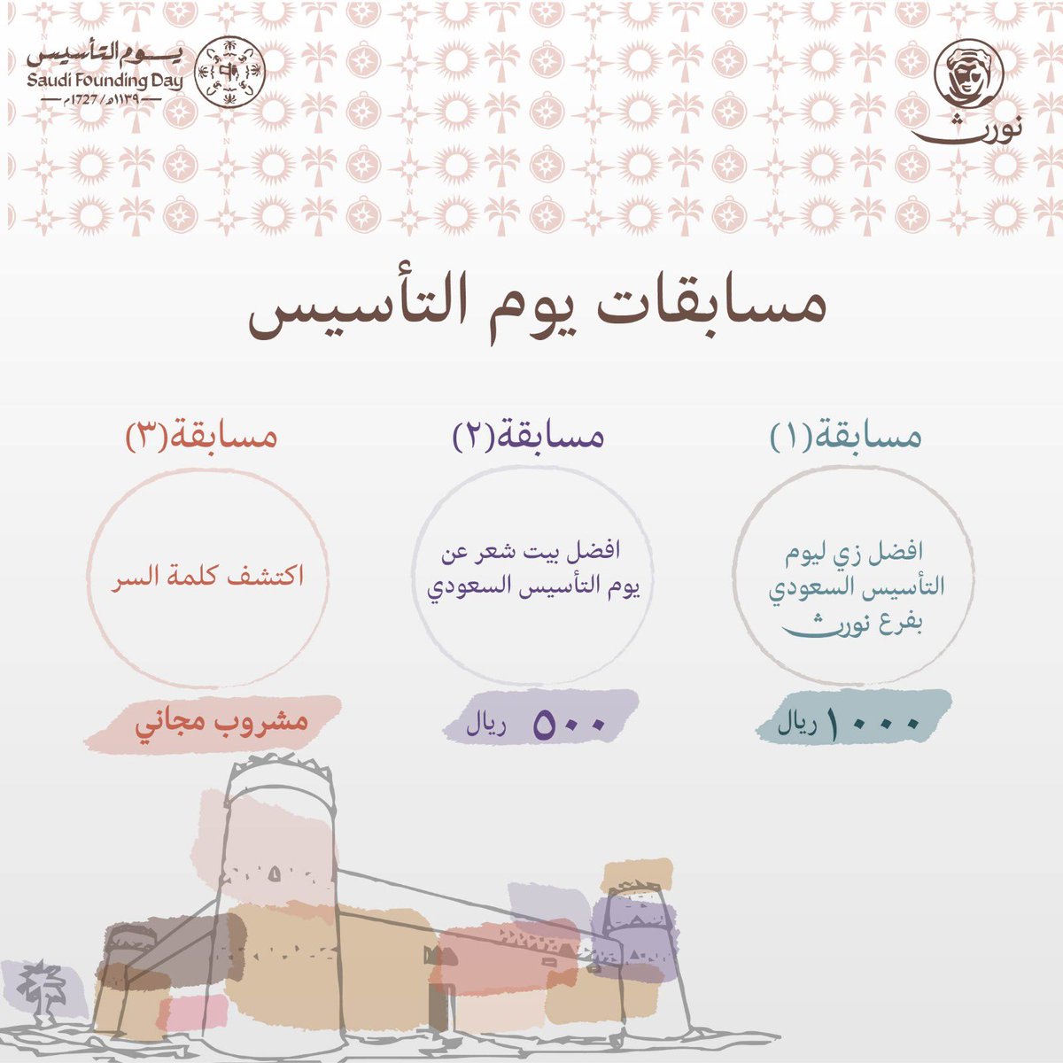 نورث مدلعكم بـ #يوم_التأسيس_السعودي_2024 
ومجهز لكم مسابقات وجوائز قيمة.

استقبال المشاركات وتفاصيل المسابقات تكون فقط على حسابنا بالانستقرام:

instagram.com/northcoffeesa?…

#يوم_بدينا 
#يوم_التأسيس