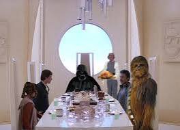 wcwcrowbar's tweet image. Would love to see a short made of what exactly transpired during this meal.

Very awkward, strained, lots of sarcasm/ wise-assery by Leia /Han 

So bad Han goes on the torture machine 

Vader and Boba def didn’t eat 
Chewy prob ate 
#StarWarsTheBadBatch #StarWarsBattlefrontII