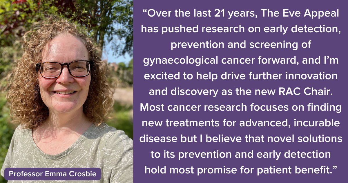 Welcome to <a href="/ProfEmmaCrosbie/">Emma Crosbie</a> as the new Chair of our Research Advisory Committee. 

She will be joining our team of leading scientific and lived experience experts to ensure that we fund projects that will have the biggest impact on preventing or earlier detecting gynae cancers.