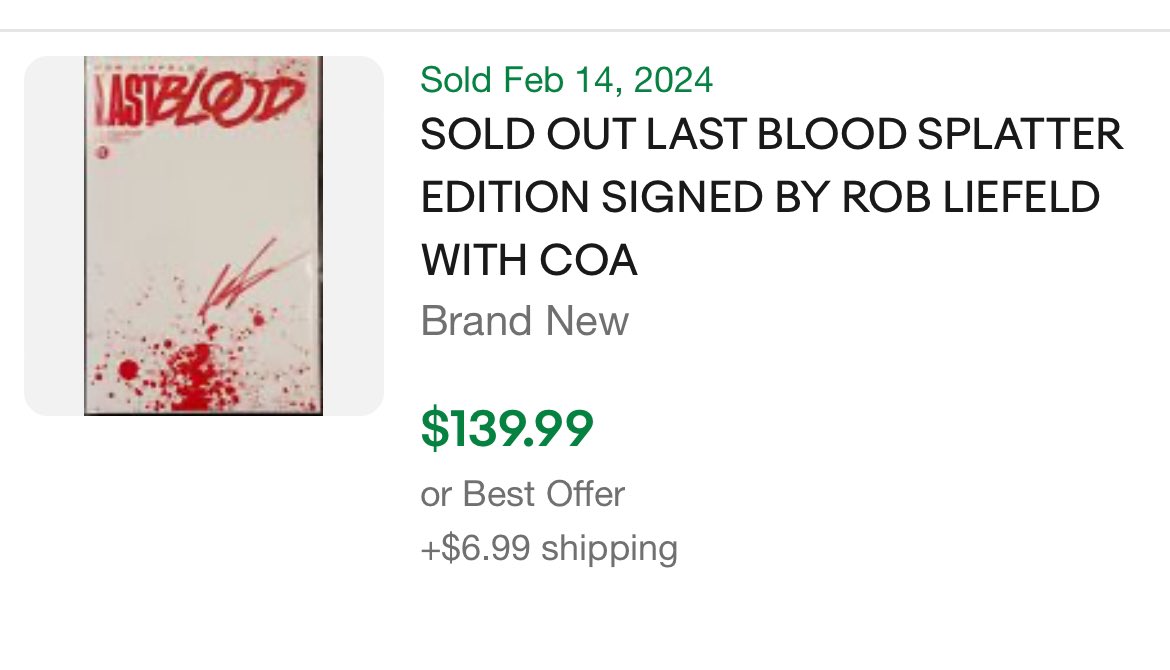 Y’all are sending me these sales on eBay and I will be sharing Fresh new editions of Last Blood #1 soon. We don’t go back on any sold out editions. Working on completing #2 for a March release.