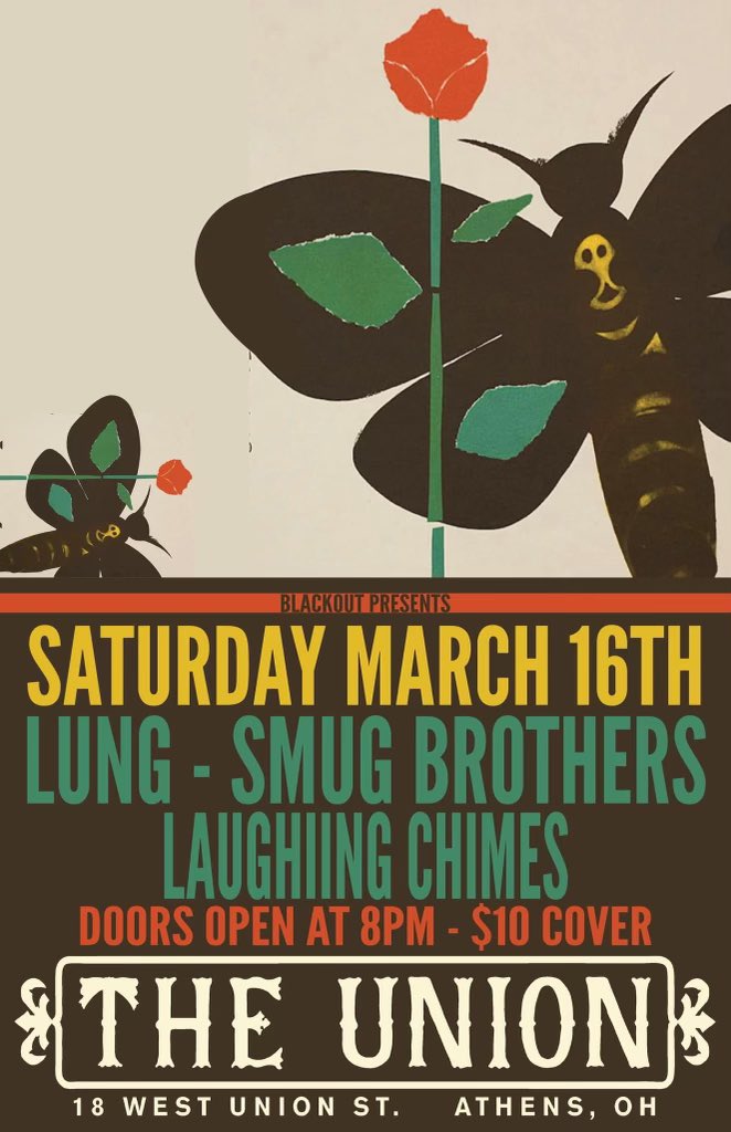 Don wants to make sure you know about our upcoming shows! FRI 3/15 at Cafe Bourbon Street (COLUMBUS) and SAT 3/16 at The Union (ATHENS). Both shows with @LaughingChimes // also with Surfer on 3/15 and @LungBand on 3/16. We hope to see YOU there!