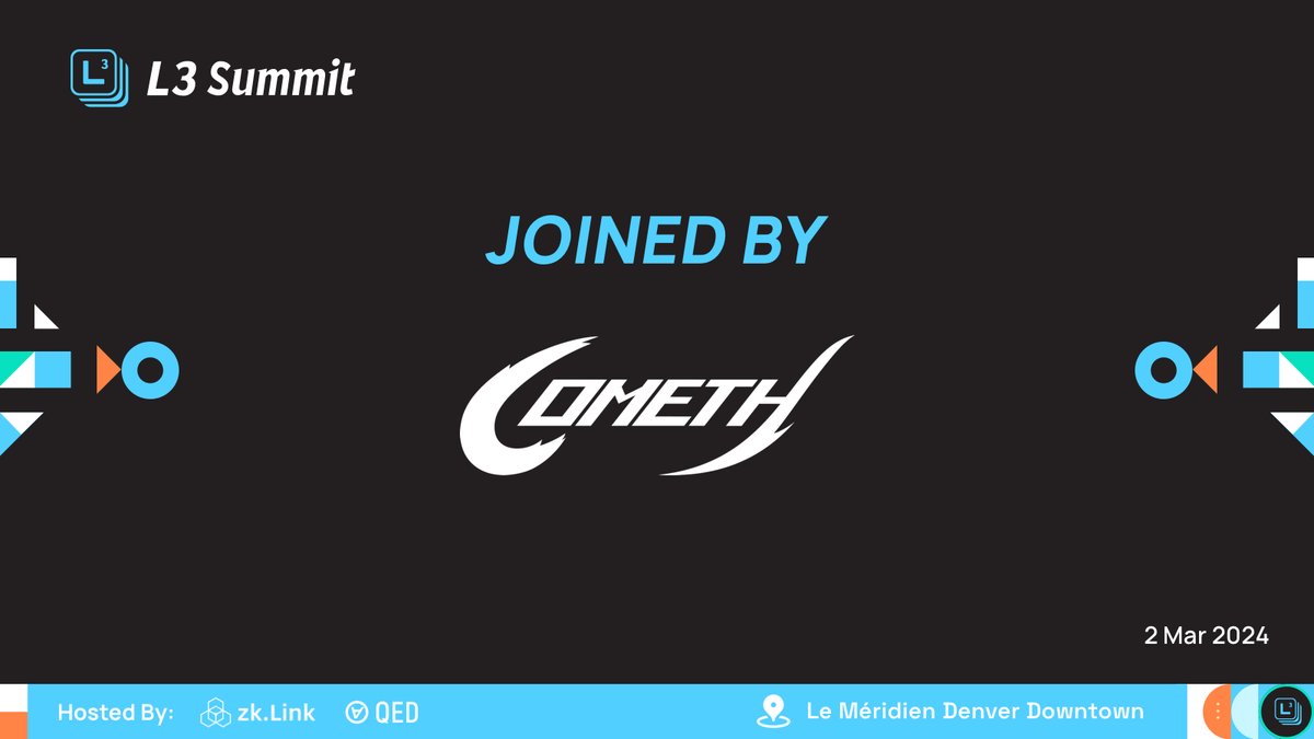 AbstractionAIzk's tweet photo. 🌟Announcing our 2nd partnering project (in alphabetical order) joining #L3Summit - @Cometh!
#Cometh is the Web3 development platform to build and operate web3 games and dApps, with zero gas fees for end-user and developer-friendly APIs!
#Layer3
🔥RSVP https://t.co/LOnfpUJDgb https://t.co/F2OQsnpm6W