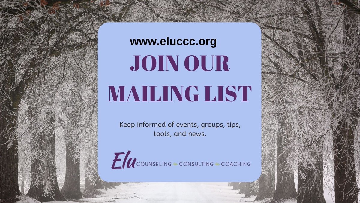 LlcElu's tweet photo. Stay in the loop with all the latest updates and exciting news! Join our mailing list today and be the first to know about upcoming events, groups, resources, and more. Don't miss out – sign up now! #StayConnected #JoinOurMailingList" #Counseling #MentalHealthMatters #Coaching https://t.co/VUgfB0pLw7