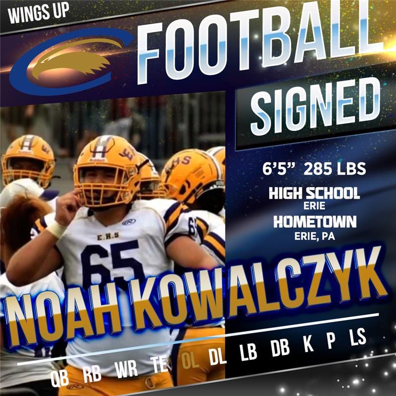 Another big man from up in Erie joining the family! 🔵🟡 Welcome home, @NoahKowalczyk70 #WingsUp | #NSD24