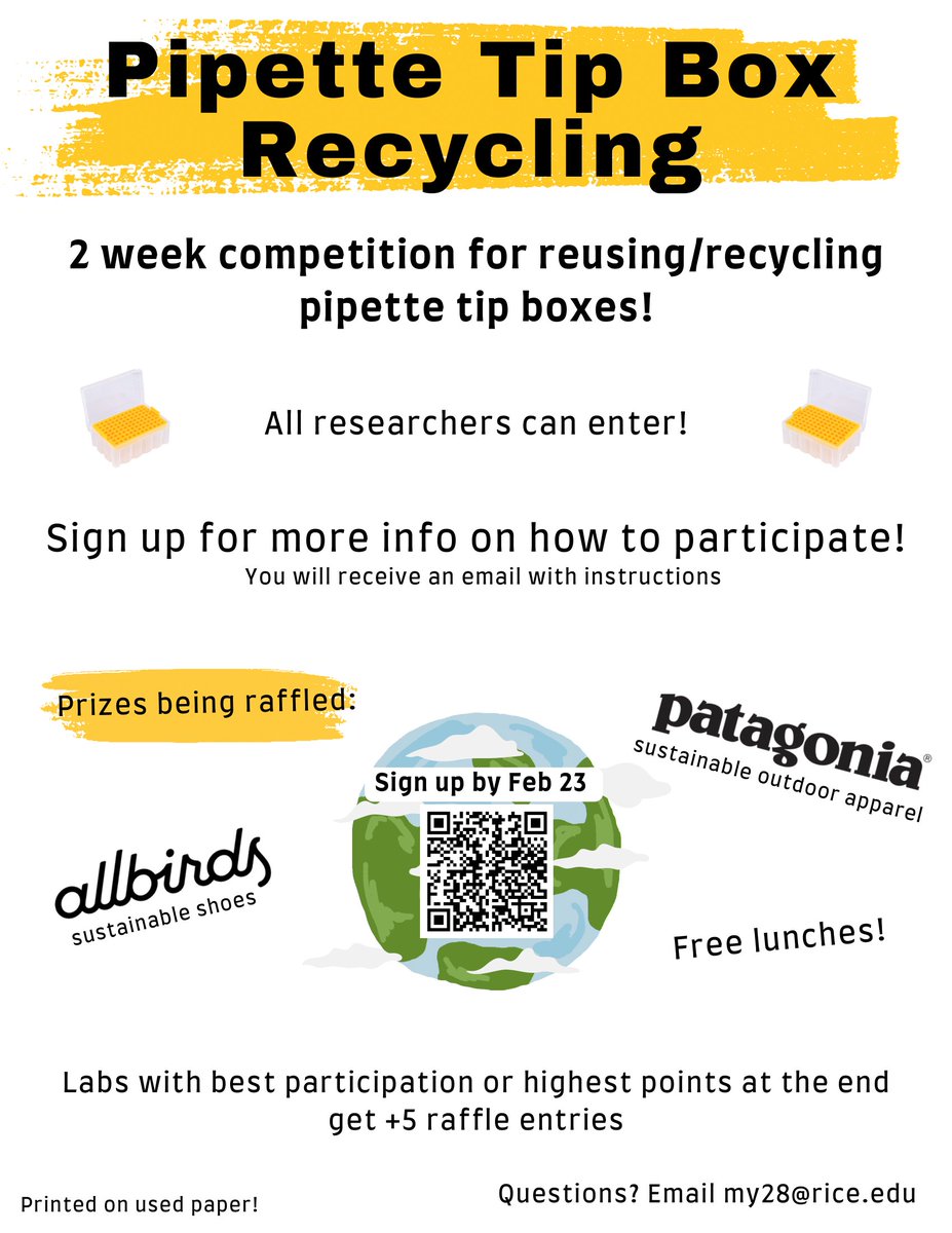 .@MarinaHYu worked hard to set up the first-of-its-kind pipette box recycling program in the BRC and is hosting a competition to promote its use. 🌱 Highly recommend signing up if you’re eligible!