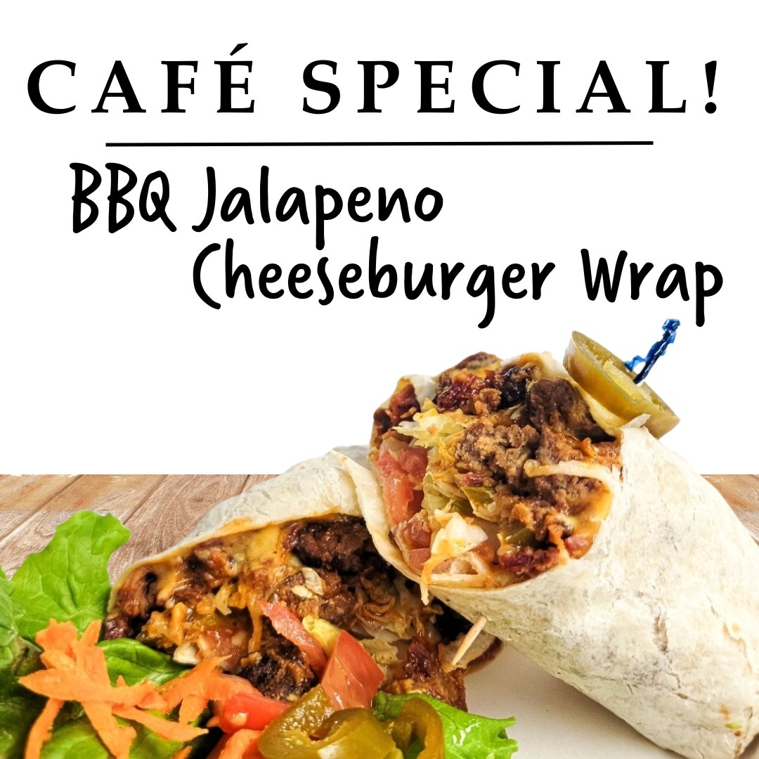 KingPineSkiArea's tweet photo. Aside from their great daily options, the Pine Cone Cafe is serving up many delicious specials ALL VACATION WEEK LONG!. On the menu today...their BBQ Jalapeño Cheeseburger Wrap! #KingPine #DailySpecials #PineConeCafe #Wrap #LunchTime 🍔🍽️🥗🥤🕛 https://t.co/8heONBgjf2