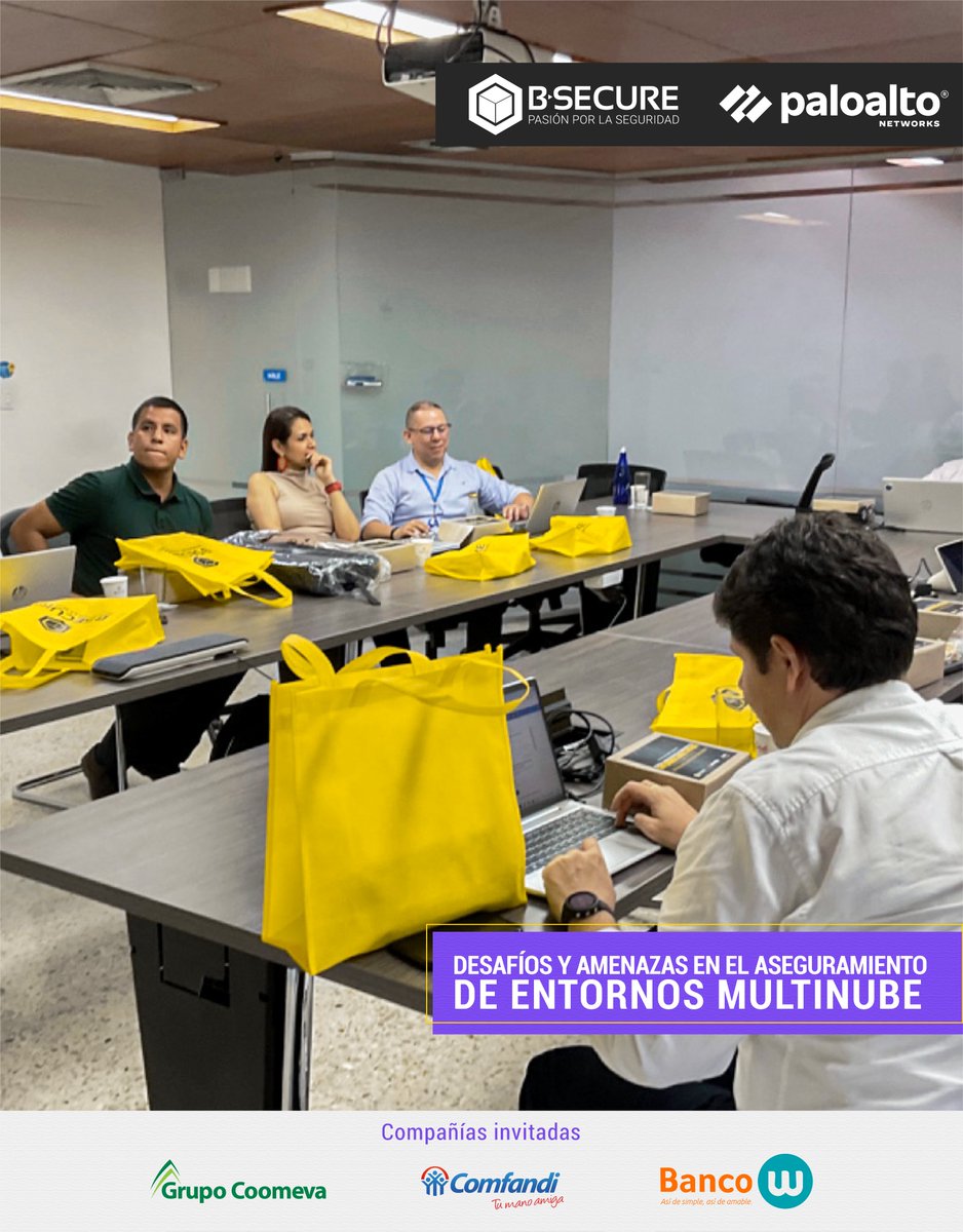 bsecureco's tweet photo. 💡Con éxito terminamos la ronda de sesiones estratégicas de #SeguridadMultinube🛡 para nuestros clientes de #Cali en compañía de nuestro aliado Palo Alto Networks.

¡Seguimos brindando experiencias extraordinarias de cliente!

#PrismaCloud #ZeroTrust #PaloAltoNetworks https://t.co/TghG8jTaZC