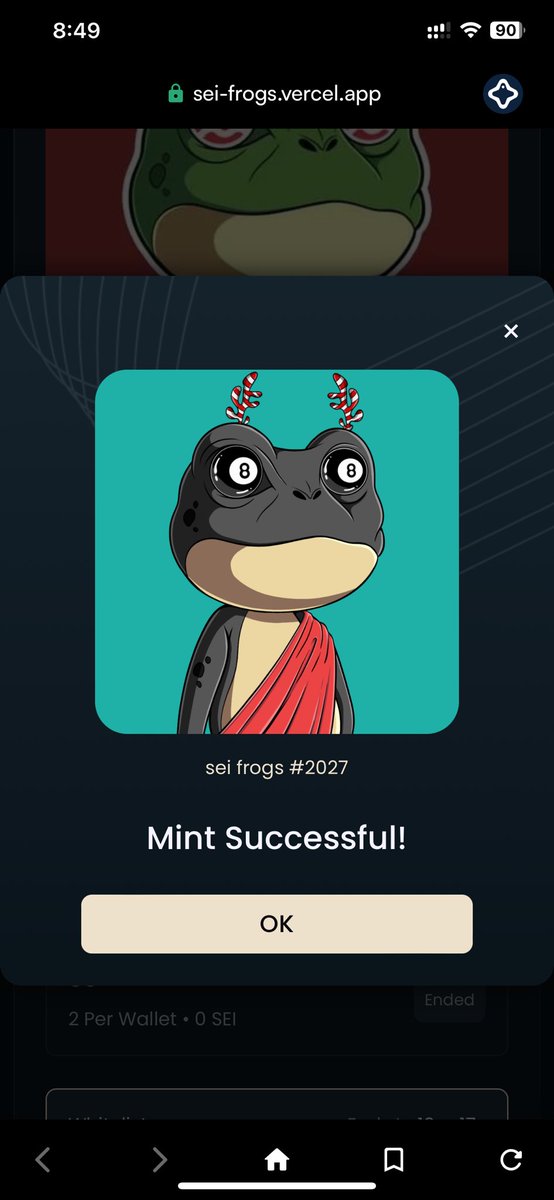ETHgobblerr's tweet photo. Minted a toga frog to match my mutant @Sei_Frogs https://t.co/YBD7lWm1x9