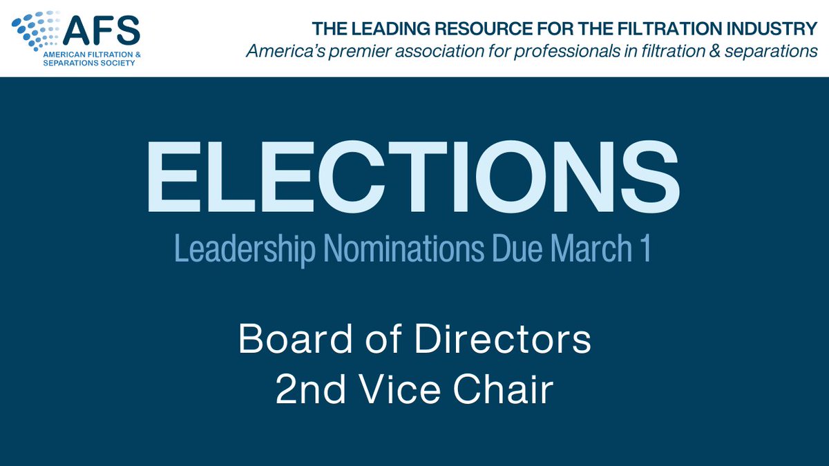 The AFS is now accepting nominations for the Board of Directors and the 2nd Vice-Chair of the Society. Nominees and nominators must be current AFS members (employees of Corporate Sponsors count as members). Nominations due Friday, March 1. Learn more here: buff.ly/49b3Ugk