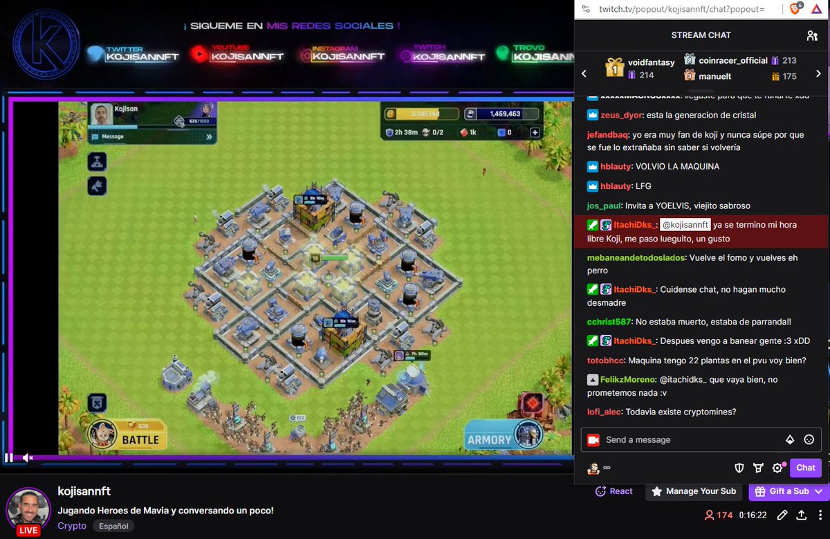 KojisanNFT's tweet image. Mi primer directo en más de 1 año jugando @MaviaGame y llegamos a HQ7! Farming 1.5M de oro en vivo! twitch.tv/kojisannft Nos vemos!