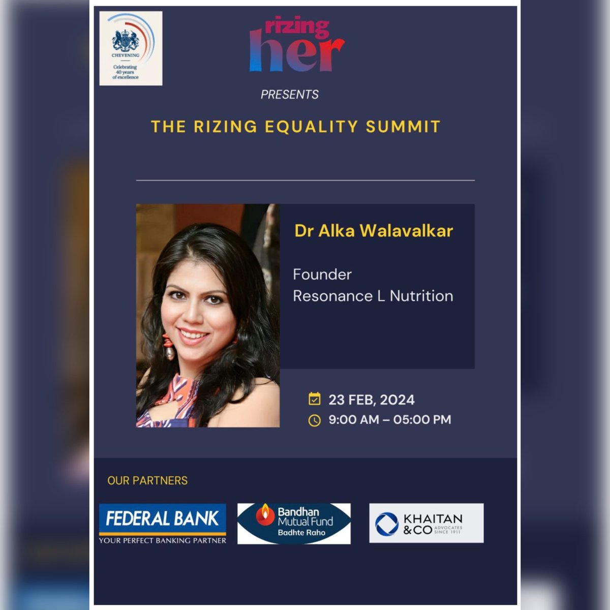 Presenting at The Rizing Equality Summit, which is in partnership with the British High Commission in India and which is bringing together aspiring and current women leaders, entrepreneurs, experts, investors and more. #DrAlkaWalavalkar #Resonance #dralkasResonance