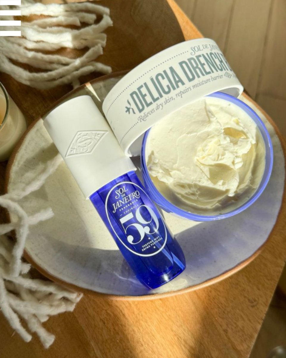 La coppia che insieme fa faville firmata Sol de Janeiro 🌅
Delicia Drench™ è il burro corpo che ti regala un’idratazione a lunga durata.
Cheirosa 59 è il nuovo spray profumato per corpo e capelli.