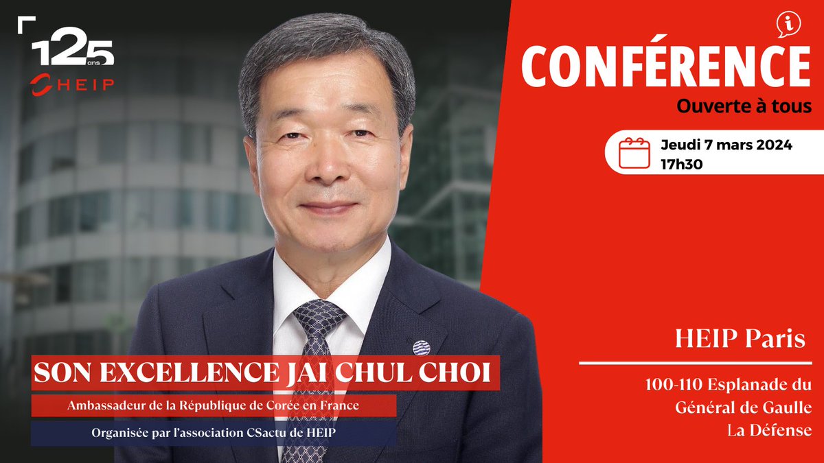 #HEIP à l’honneur de recevoir #SonExcellence Jai Chul CHOI, ambassadeur de la République de Corée en France. Une conférence organisée pas @CSactu, journal étudiant traitant de l’actualité par les jeunes, pour les jeunes. #HEIP - @CSactu #JaiChulCHOI