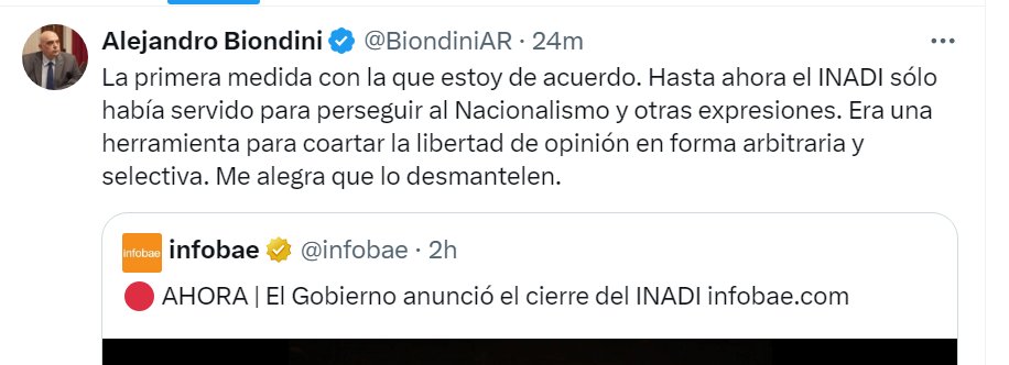 matiwasserman's tweet photo. Cuando dudes respecto al alcance del INADI, pensá que Bi0ndini está contento porque ahora va a poder reivindicar a Hitler con más "libertad" 🙃 https://t.co/FrLEx2MqVU