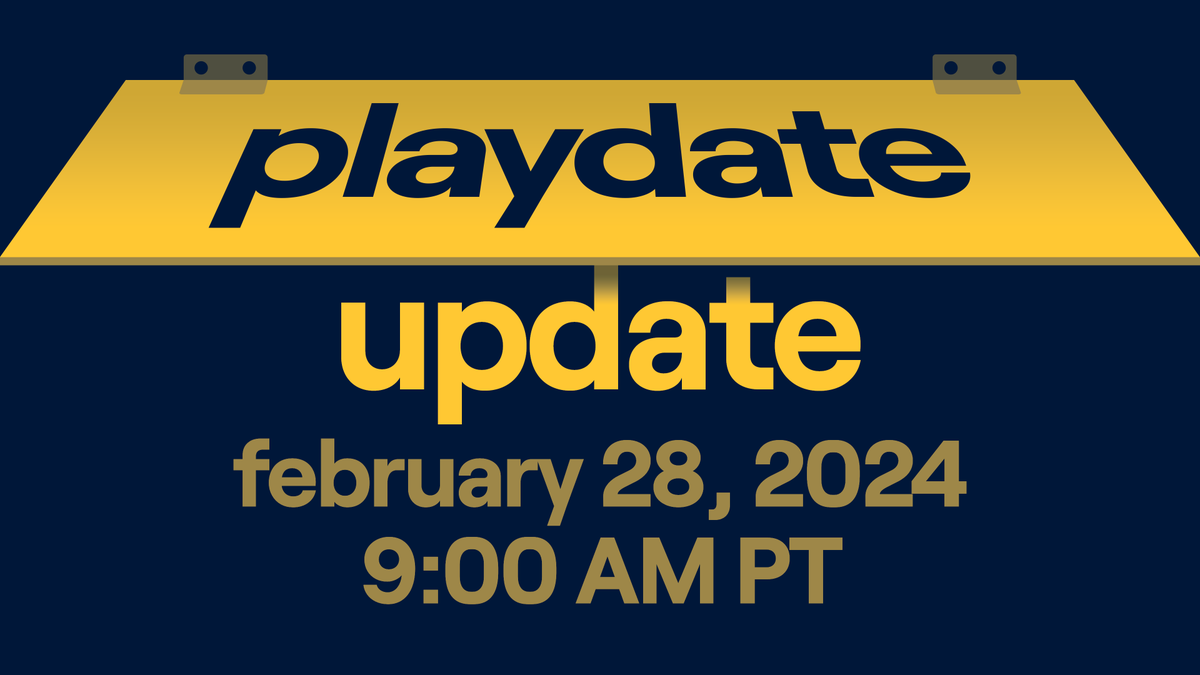 playdate's tweet photo. Hello! Time for a new ✨ #PlaydateUpdate ✨
Join us for a new showcase taking a look at some impressive upcoming 2024 Playdate games, as well as some fun news on Lucas Pope's @dukope Mars After Midnight.
📅 Premieres Wed., Feb 28 at 9:00 AM PT
➡️ https://t.co/DofSRN0Rgt https://t.co/lbhhNpMRcM
