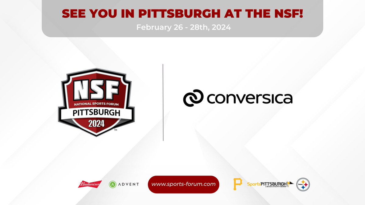 Looking forward to the #NationalSportsForum in Pittsburgh on February 26-28! We can’t wait to see how teams are using AI in sales and marketing during the AI Super Panel opening the event on Feb 27. 🤩 Visit our booth to see Conversational AI in action! ow.ly/oPTr50QGtBP