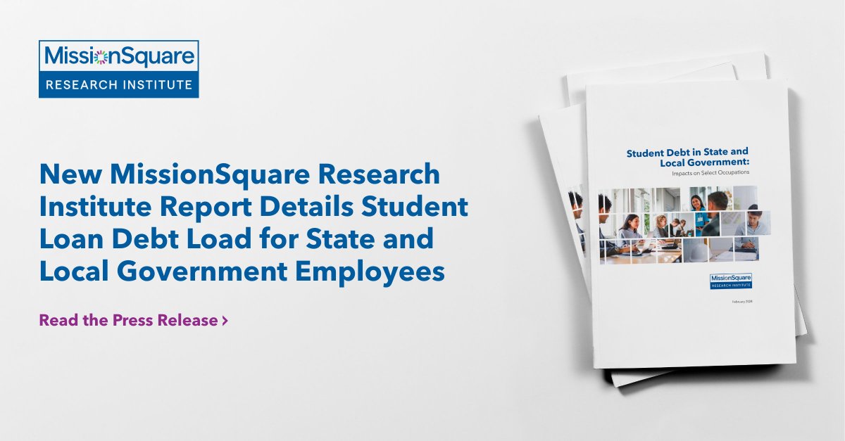 Check out @MSQInstitute's latest report on student loan debt levels among state and local government public service roles, detailing debt associated with specific jobs essential for communities. Learn more: missionsq.org/about-us/news-…