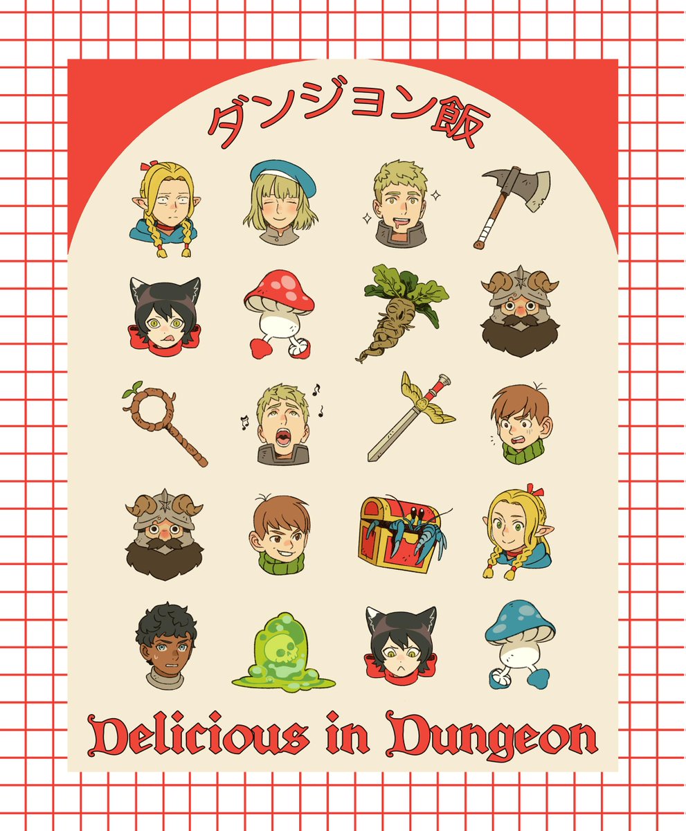 New mini Dungeon Meshi stickers for ECCC 🍲🍖🥘🥟