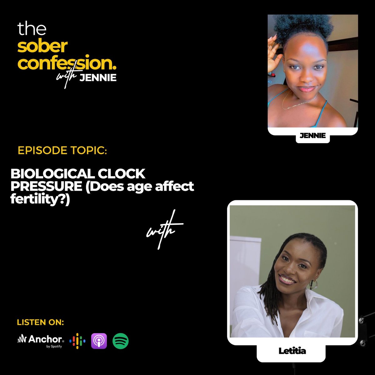 Owere_M's tweet photo. Listen to the most recent episode of the sober confession podcast: Biological Clock Pressure ( Does this affect fertility?)
https://t.co/1A6nfUcG5W
#fertility https://t.co/rsQNQX5N3S