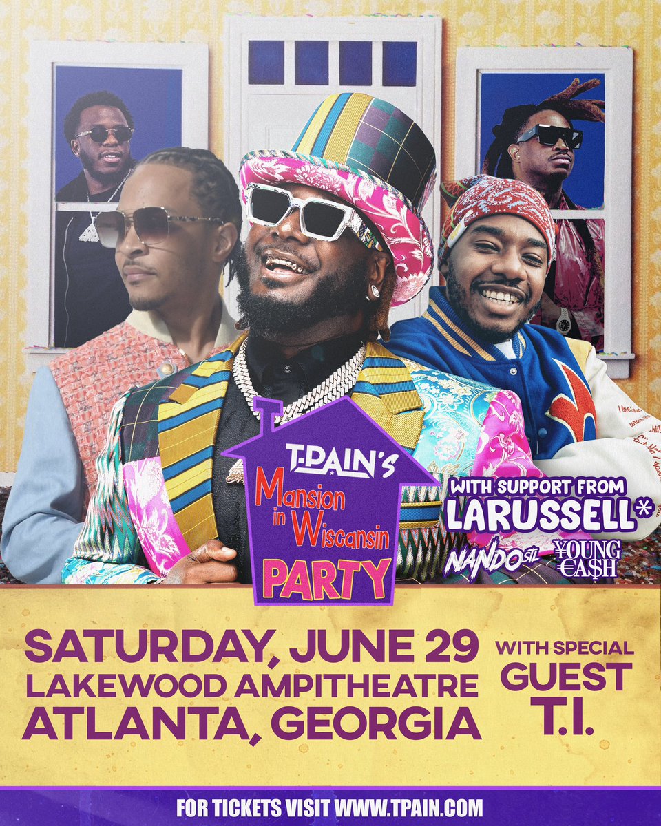 This time around we’re doing it BIG!!! Bigger venues and bigger guests 💥 I knew I had to ask my brother @Tip to join me in his city on June 29 🎉🎉🎉 Presale tickets on sale now with code WISCANSIN24 and general onsale starts Friday! LET’S PARTY BROOOOO tpain.com/tour/