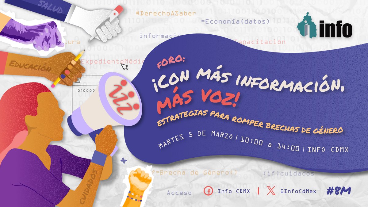 #ApartaLaFecha📌| Porque el INFO CDMX llevará a cabo el Foro “¡Con más información, más voz! Estrategias para romper brechas de género”, esto en el marco de la Conmemoración del Día Internacional de la Mujer 2024
#8M
🗓05 marzo
🕑10-14:00 hrs