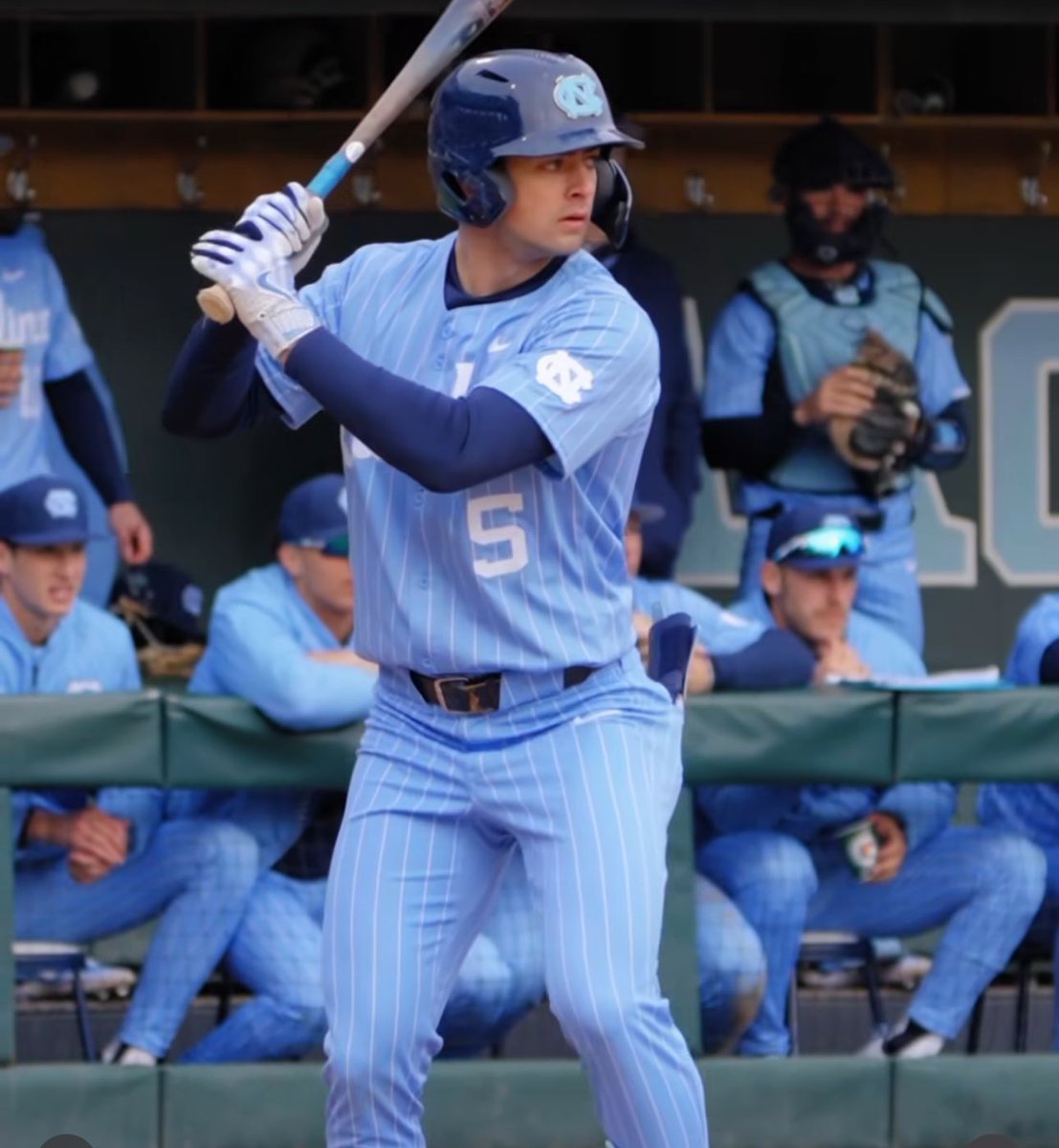 UNC Baseball rocking pinstripe Carolina blue pants and I am absolutely ...
