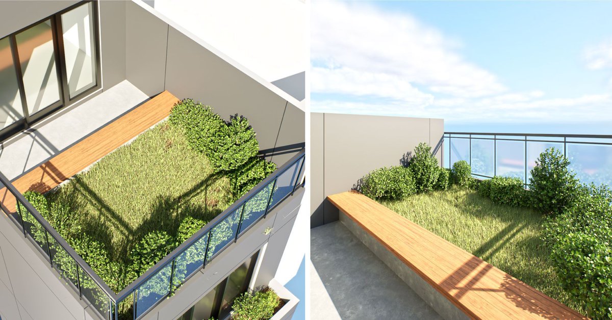 KFArchitecture's tweet image. A terrace garden design; a feature becoming increasingly popular in urban residences for its ability to provide a green oasis in the midst of city life. It serves as vital green lungs, improving air quality and biodiversity, and it provides a visual-physical connection to nature.