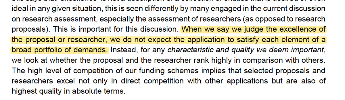 La @ANECAinfo y sus nuevos criterios para acreditaciones van en dirección contraria a los nuevos criterios de la ERC 👇 'When we say we judge the excellence of the proposal or researcher, we do not expect the application to satisfy each element of a broad portfolio of demands.'