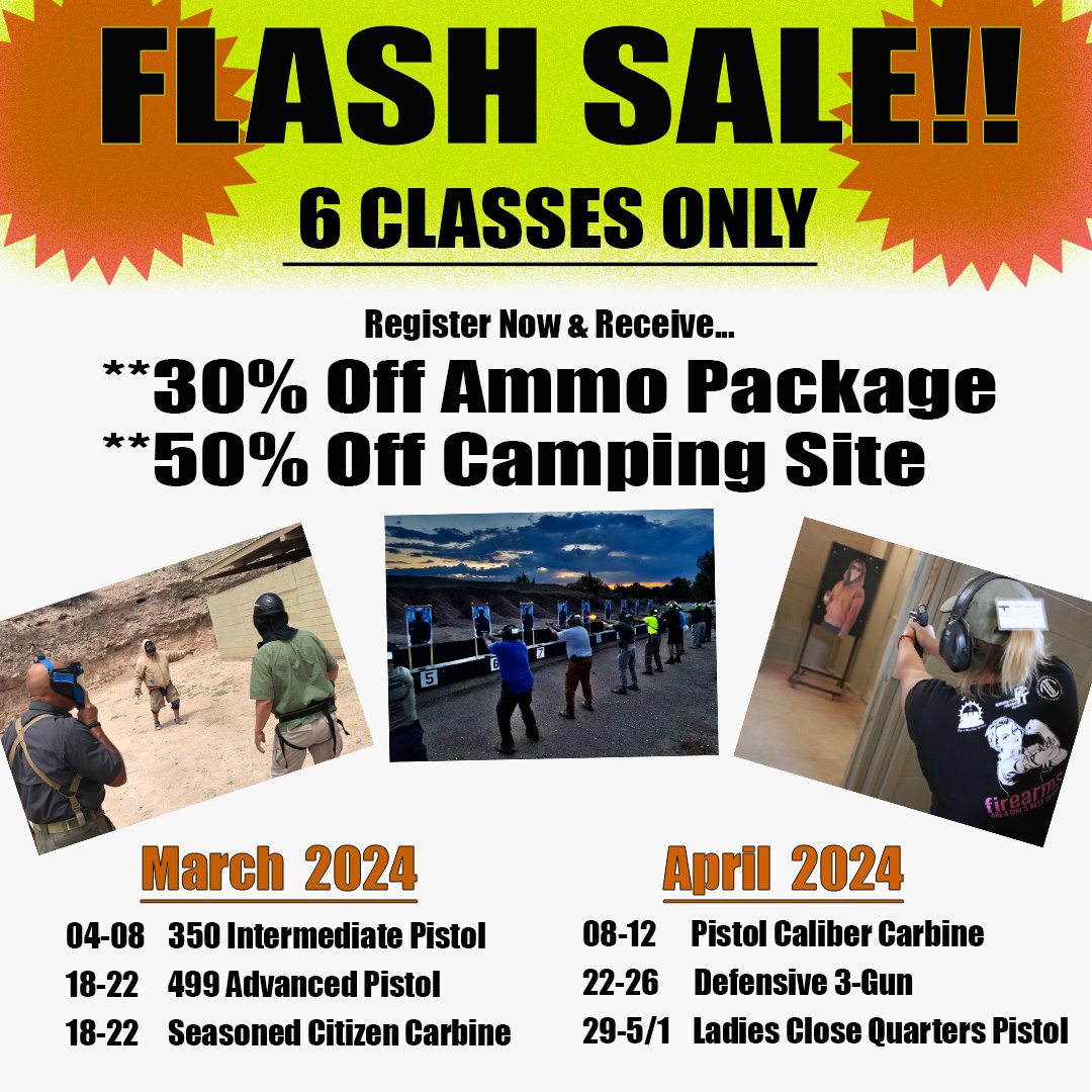 GunsiteAcademy's tweet image. When Are You Coming To Gunsite?
Register Here: gunsite.com
#flashsale #trainingclasses #pistoltraining #carbinetraining